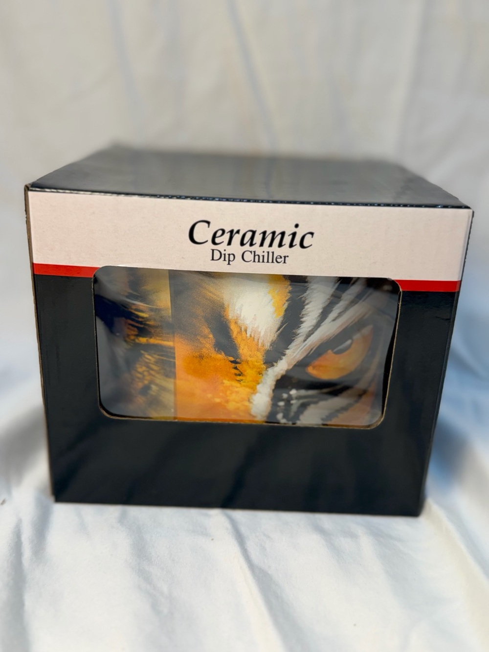 NIB “Eye of the Tiger” Ceramic Dip Chiller Graphic Design by Bernard LSU Tigers